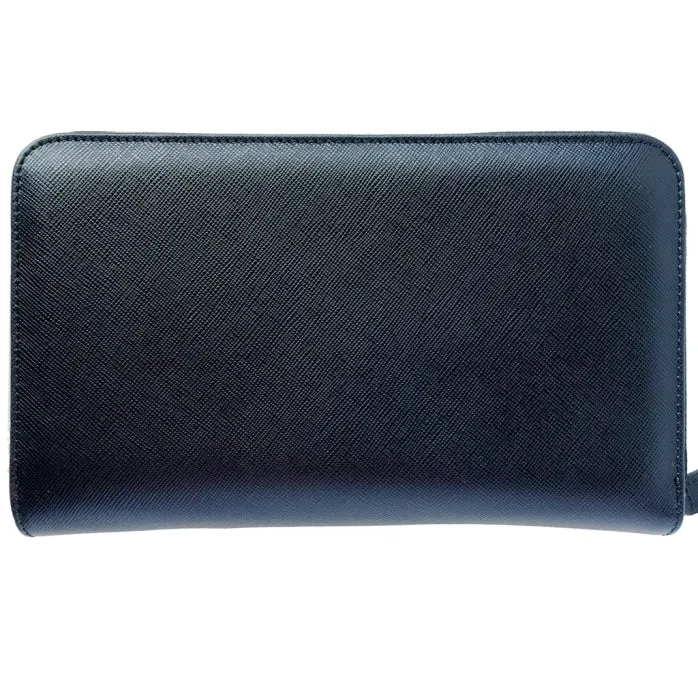 16 Credit Card Saffiano Organizer Zipped Wallet Black