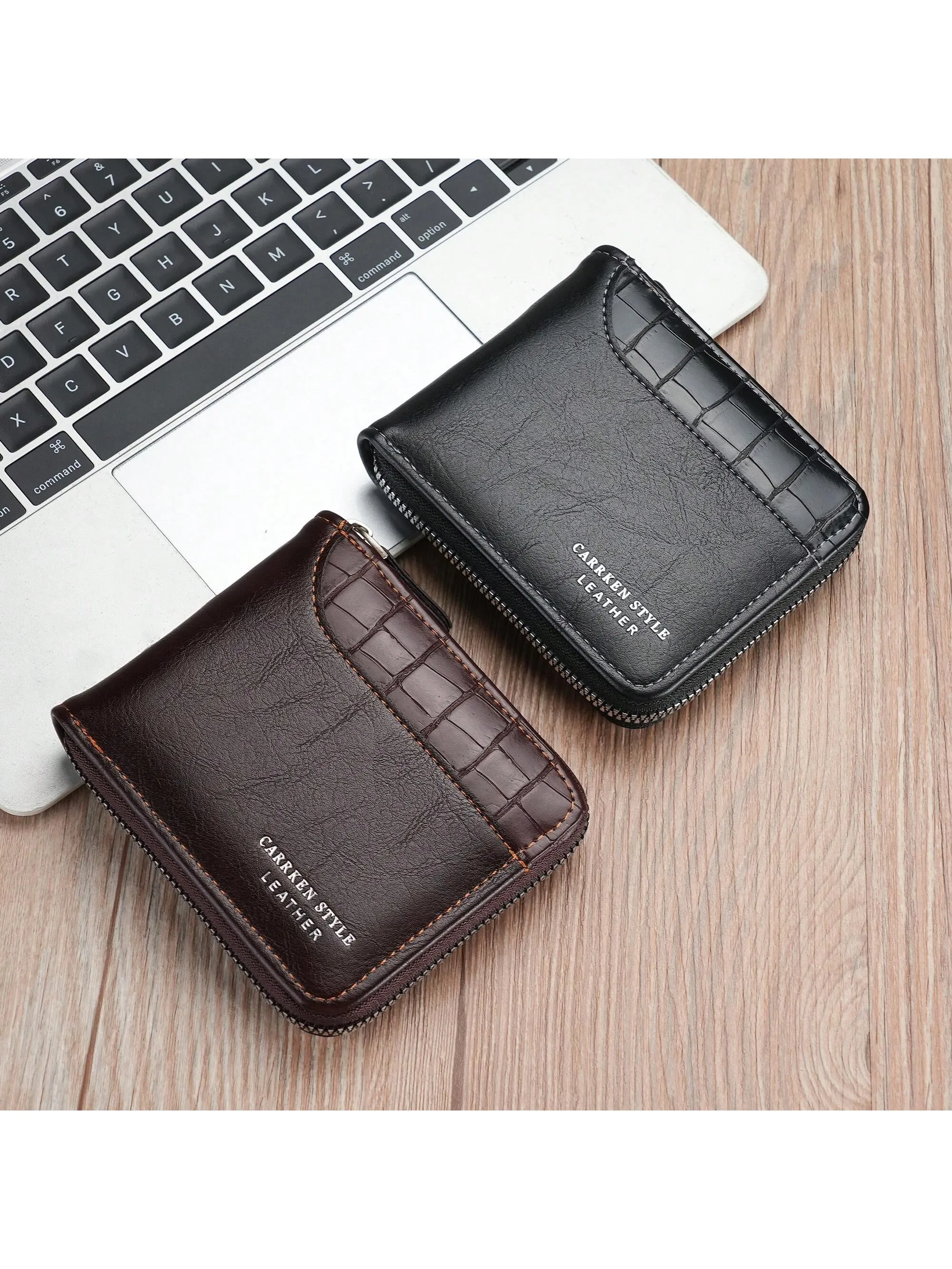 1pc New Men's Crocodile Pattern Pu Leather Multifunctional Zipper Short Wallet, Fashionable And Casual, Suitable For Youth, Students And Travel, Can Hold Cards And Cash