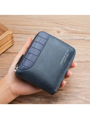 1pc New Men's Crocodile Pattern Pu Leather Multifunctional Zipper Short Wallet, Fashionable And Casual, Suitable For Youth, Students And Travel, Can Hold Cards And Cash