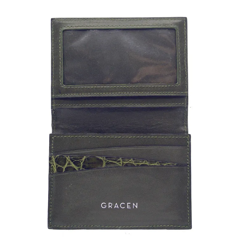 40-672-GRN Gracen Crocodile Card Case, Green