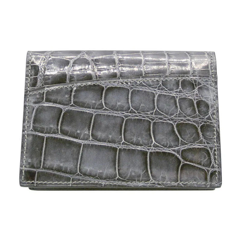 40-672-GRY Gracen Crocodile Card Case, Gray