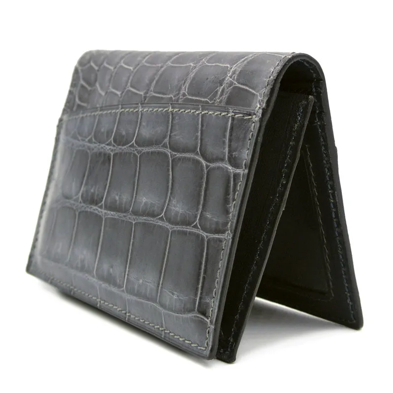 40-672-GRY Gracen Crocodile Card Case, Gray