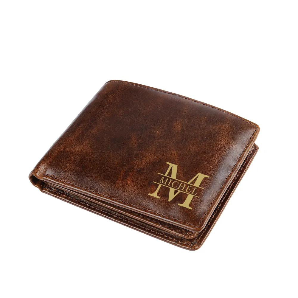 4FunGift® Custom Name/ Text Leather Wallet