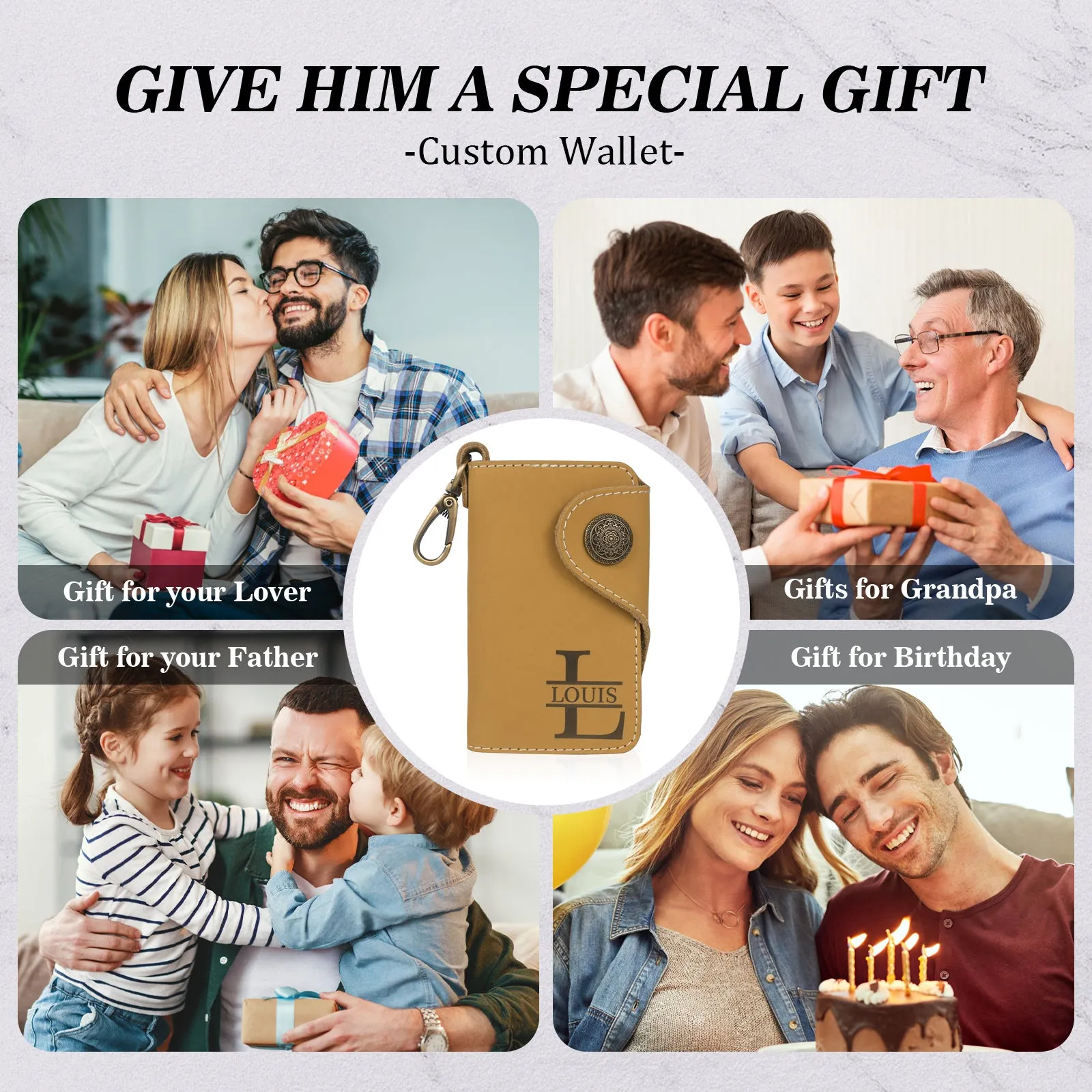 4FunGift® Custom Photo & Name Key Wallet Gift for Lover