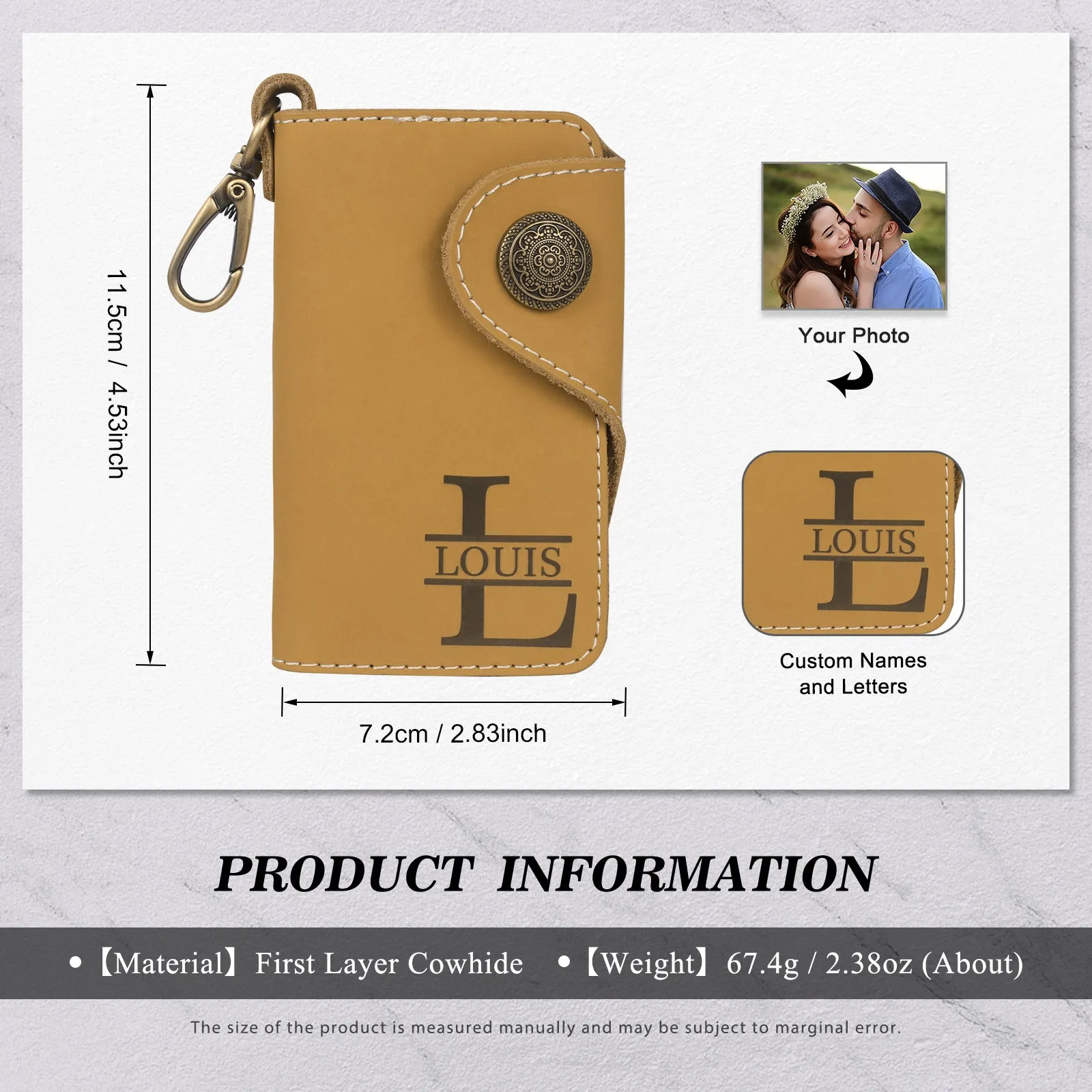 4FunGift® Custom Photo & Name Key Wallet Gift for Lover