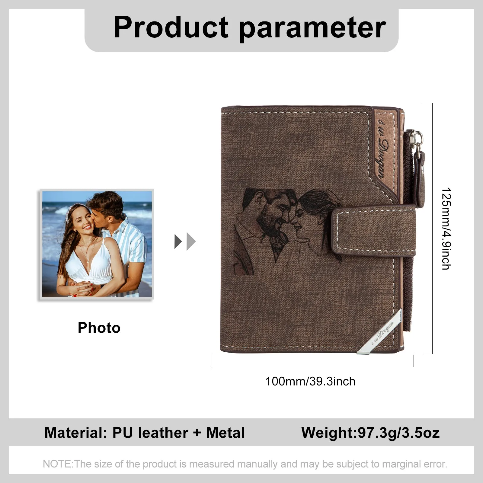 4FunGift® Custom Photo Leather Wallet Gift for Father/Husband