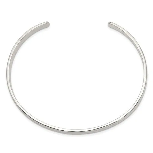 5mm Wide Solid Sterling Silver Concave Cuff Bangle Bracelet - Engravable