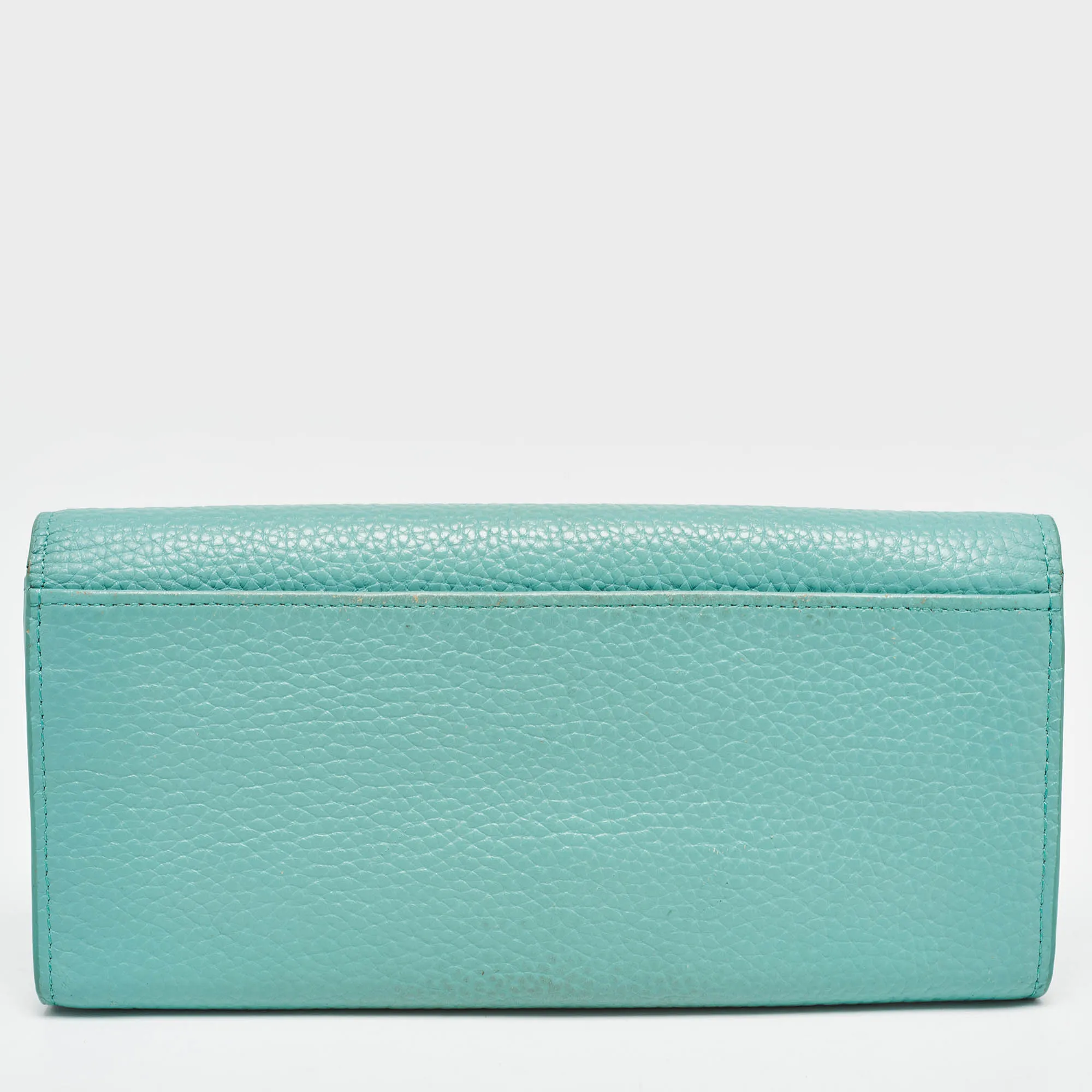 AIGNER Blue Leather Logo Charm Flap Continental Wallet