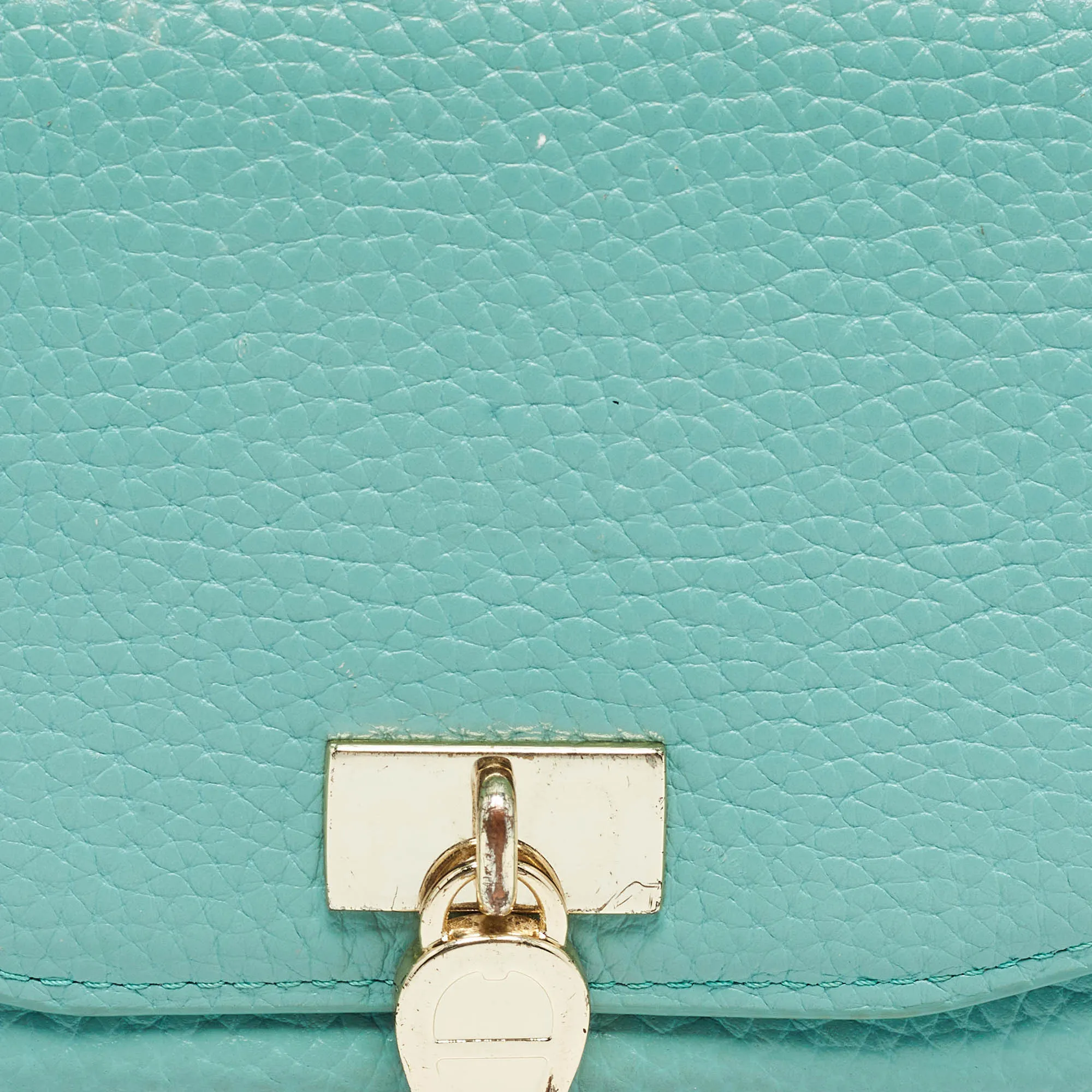 AIGNER Blue Leather Logo Charm Flap Continental Wallet