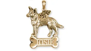 Australian Cattle Dog Angel Jewelry Gold Vermeil Handmade Cattle Dog Pendant  ACD8-ANPVM