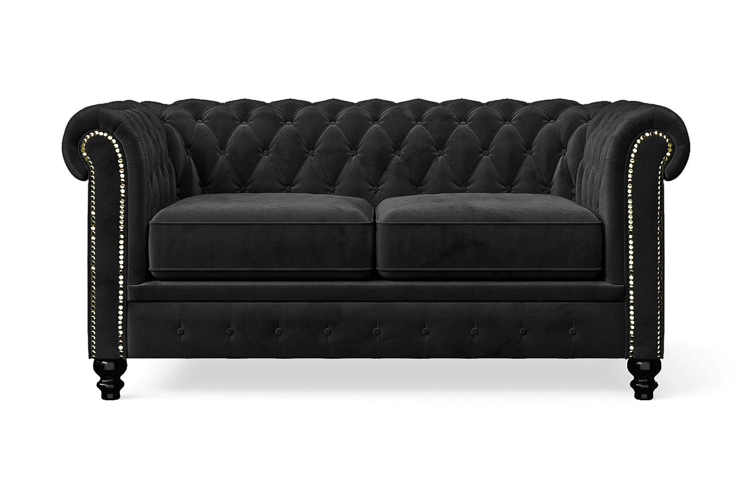 Aversa 2 Seater Sofa Black Velvet