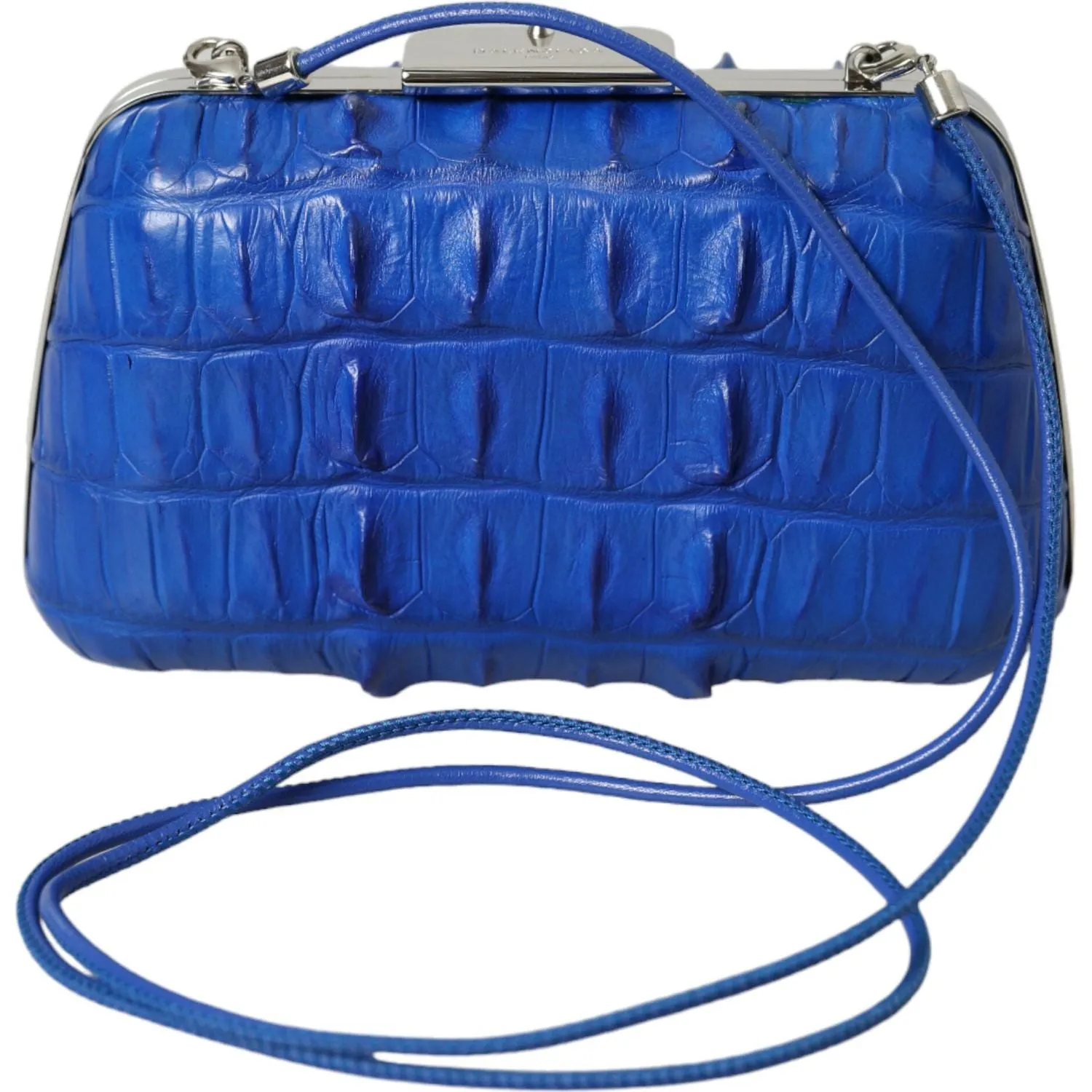 Balenciaga Electric Blue Crocodile Skin Clutch