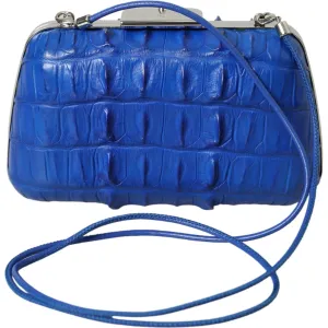 Balenciaga Electric Blue Crocodile Skin Clutch