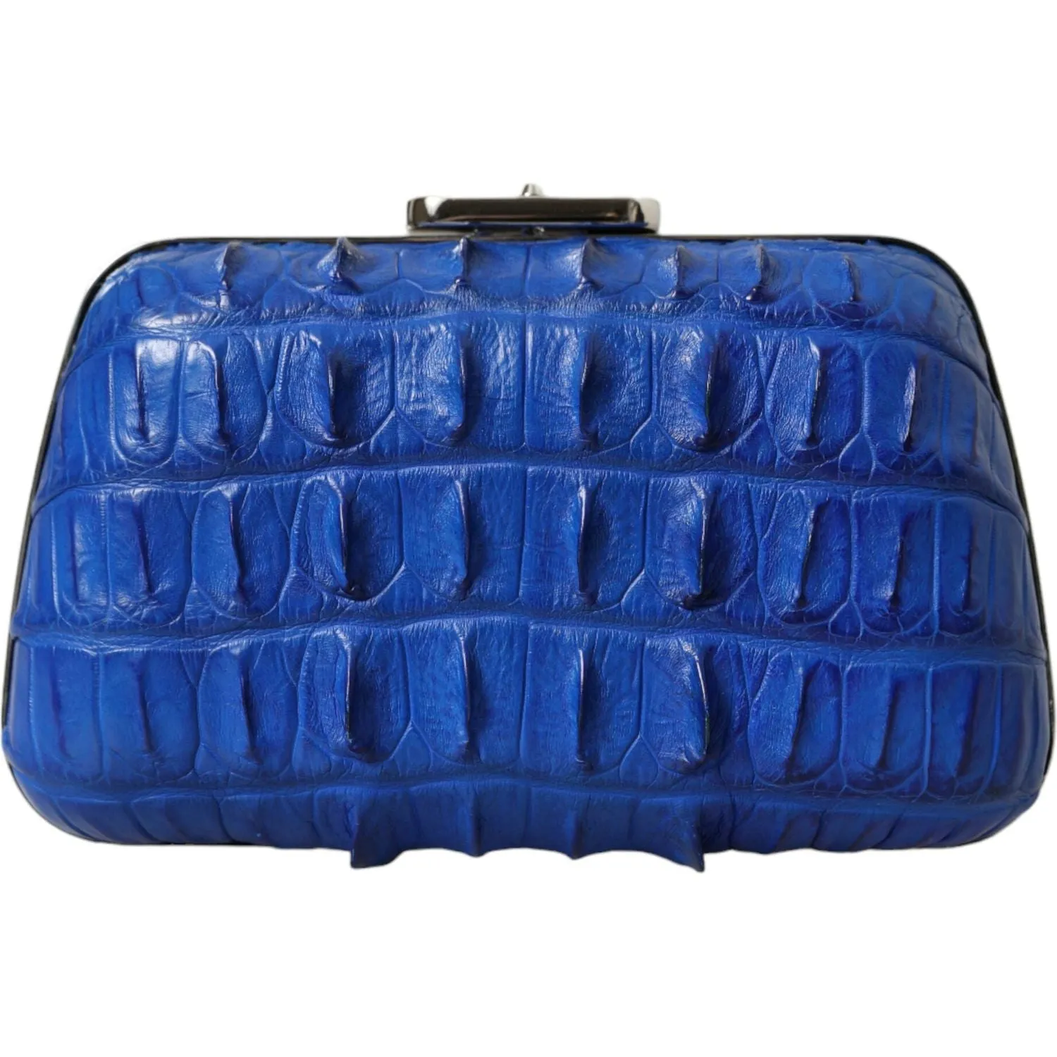 Balenciaga Electric Blue Crocodile Skin Clutch