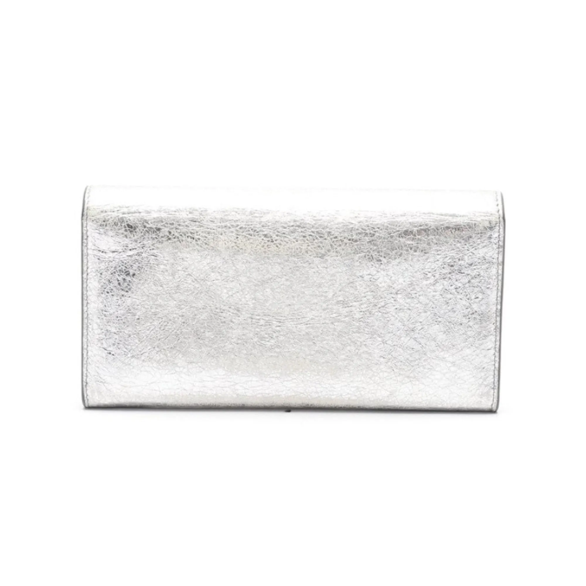 Balenciaga Papier Metallic Silver Arena Leather Envelope Wallet