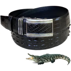 Black Alligator Hornback  Leather Belt For Men - Automatic Buckle | BEHO11