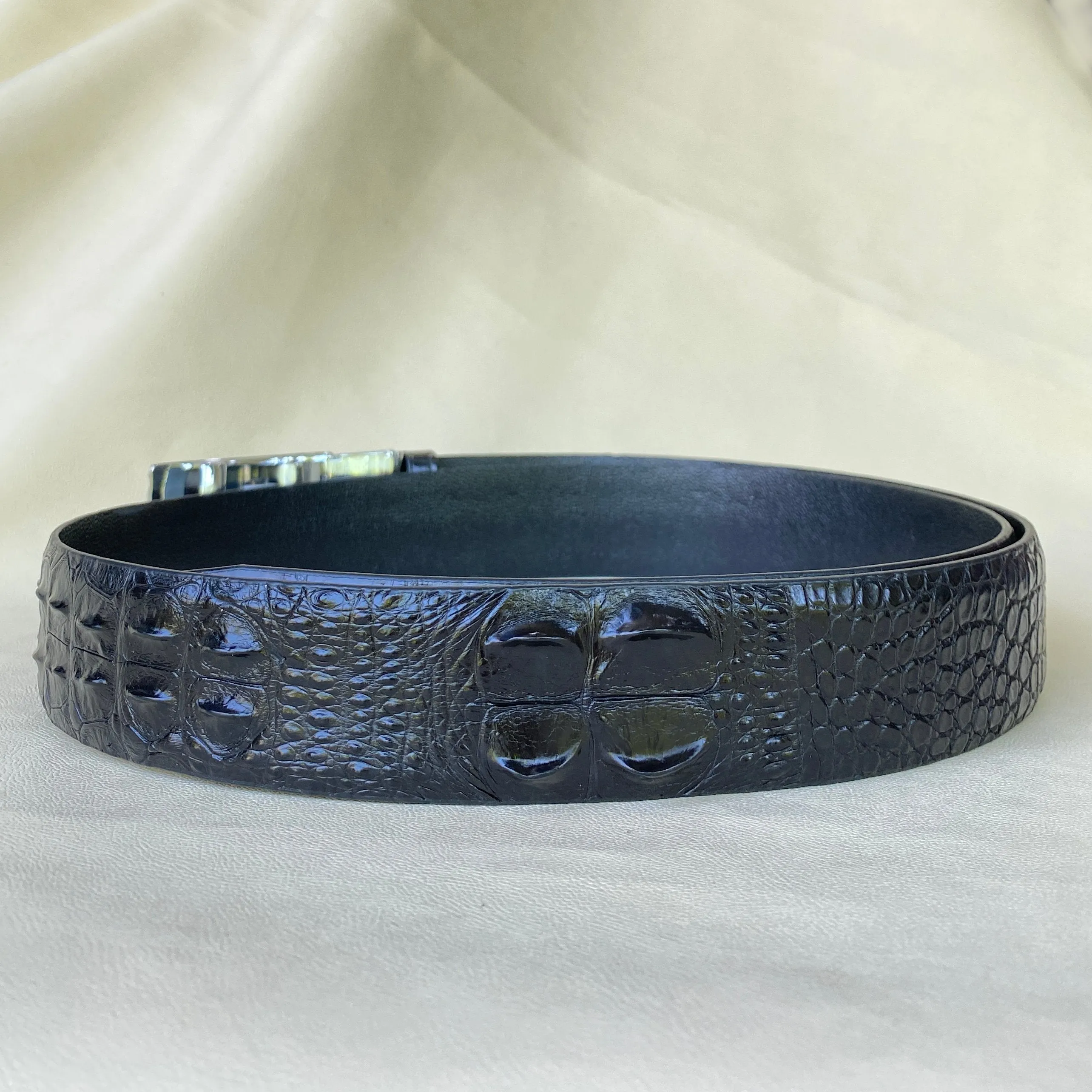 Black Alligator Hornback  Leather Belt For Men - Automatic Buckle | BEHO11