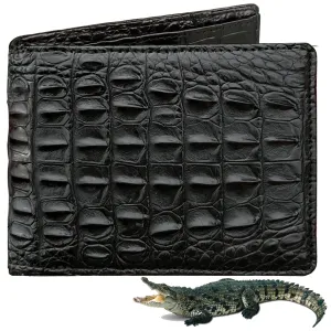 Premium Black Double-Sided Alligator Skin Bifold Wallet for Men with RFID Blocking | VINAM-98