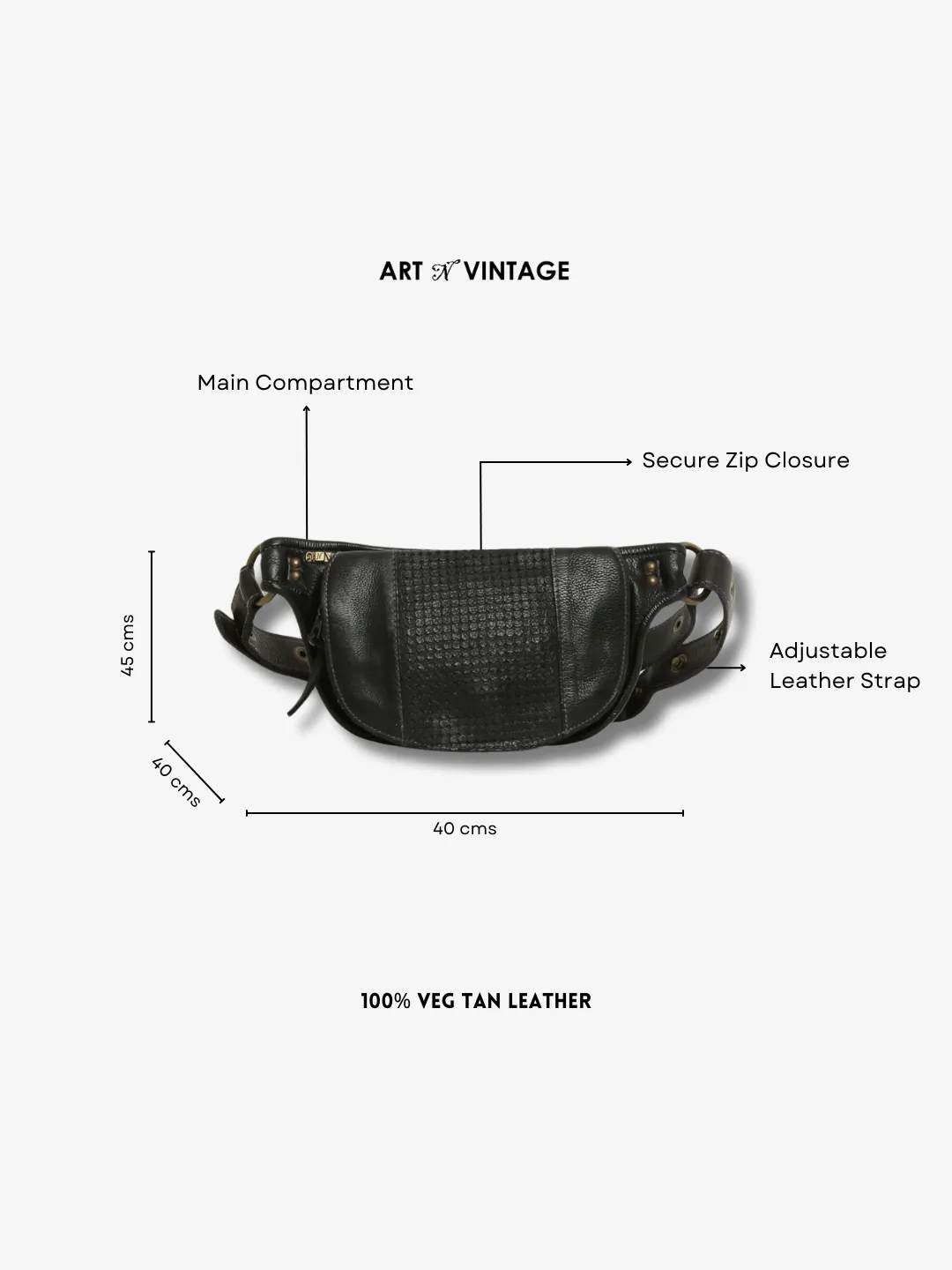 Black Genuine Leather Crossover Waist Belt Bag