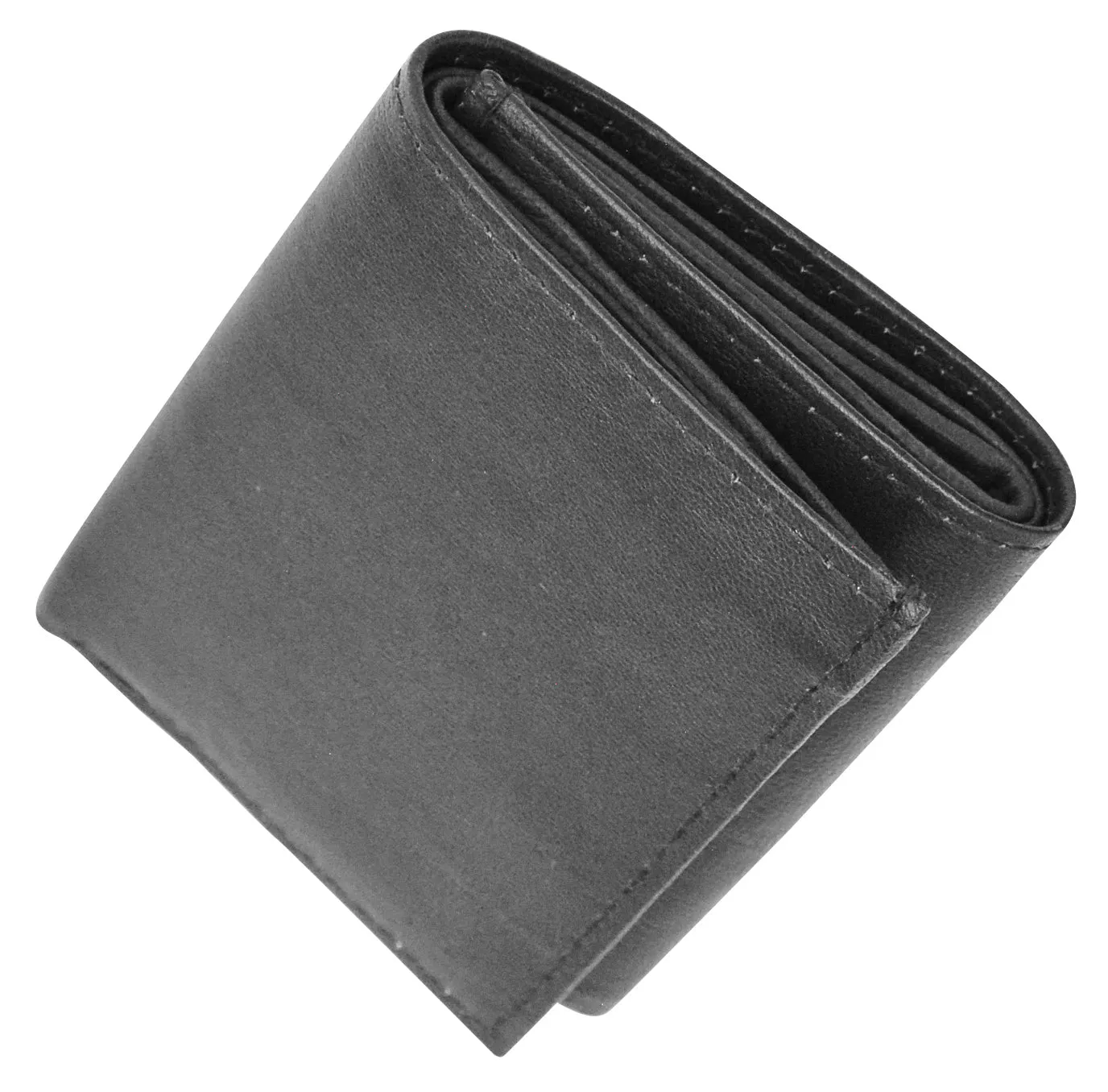 Black Leather Trifold Mens Wallets Minimalist Design RFID Blocking Smart Wallet