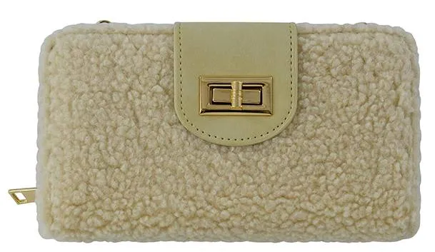 BP041SH Sherpa Turn Lock Crossbody Wallet