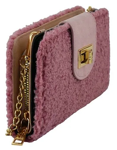 BP041SH Sherpa Turn Lock Crossbody Wallet