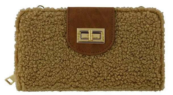 BP041SH Sherpa Turn Lock Crossbody Wallet