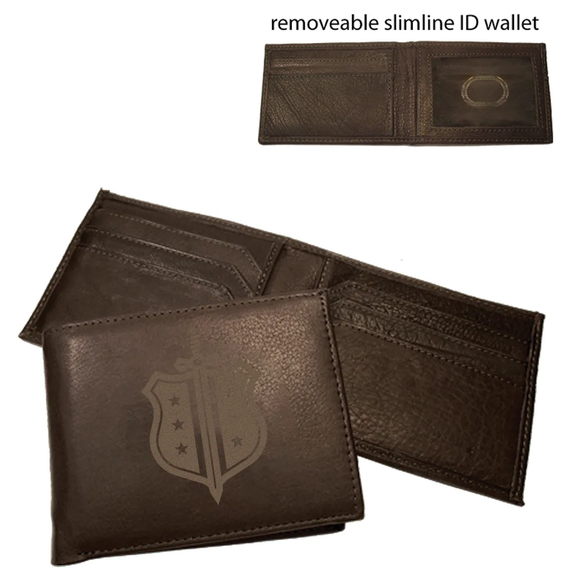 Brown Leather Crest Bi-Fold Wallet