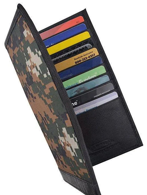 Camo Mens RFID1529 Blocking Deluxe Credit Card Case Camo Wallet Leather Secretary