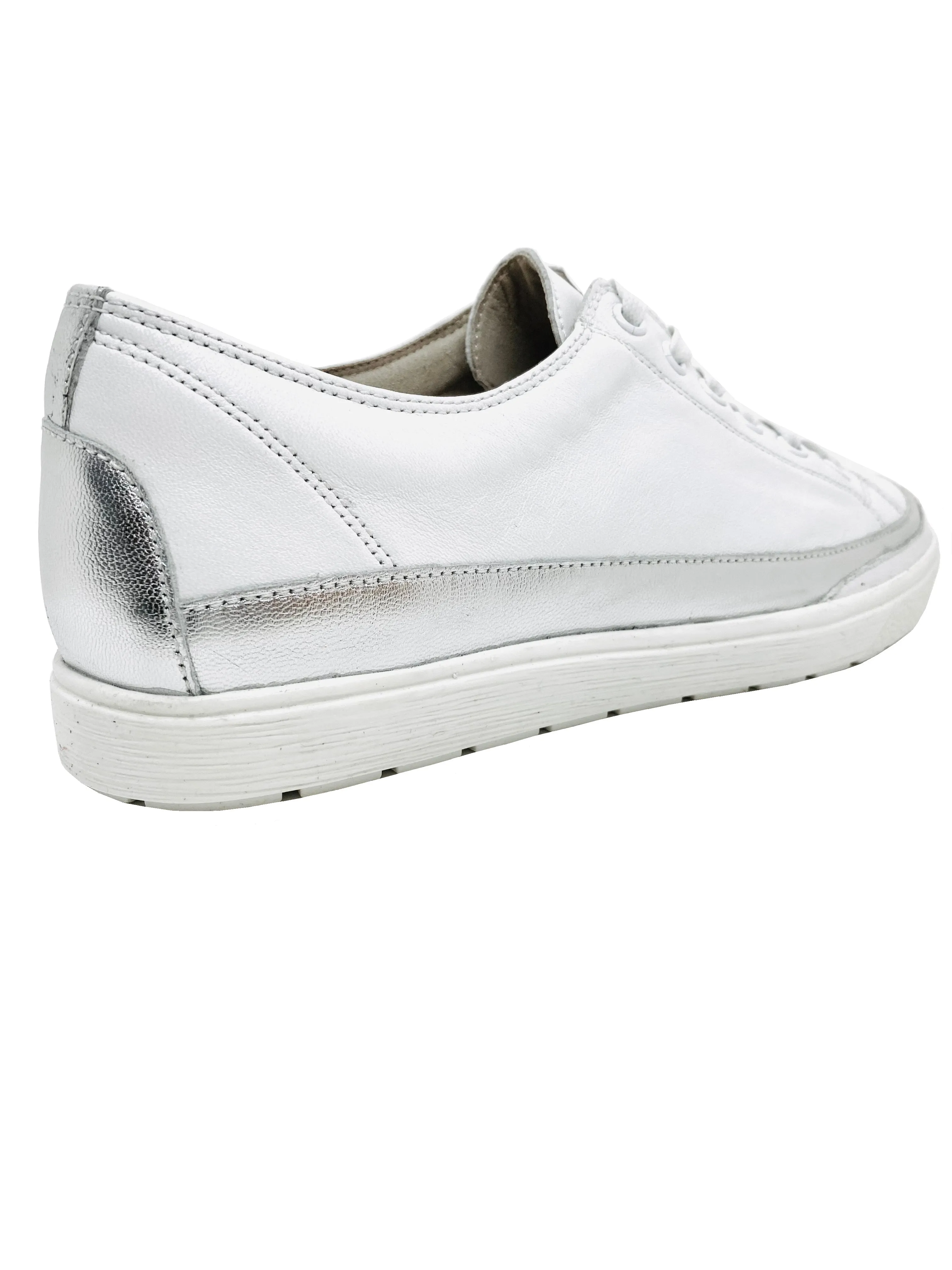 Caprice Ladies White Leather Lace Up