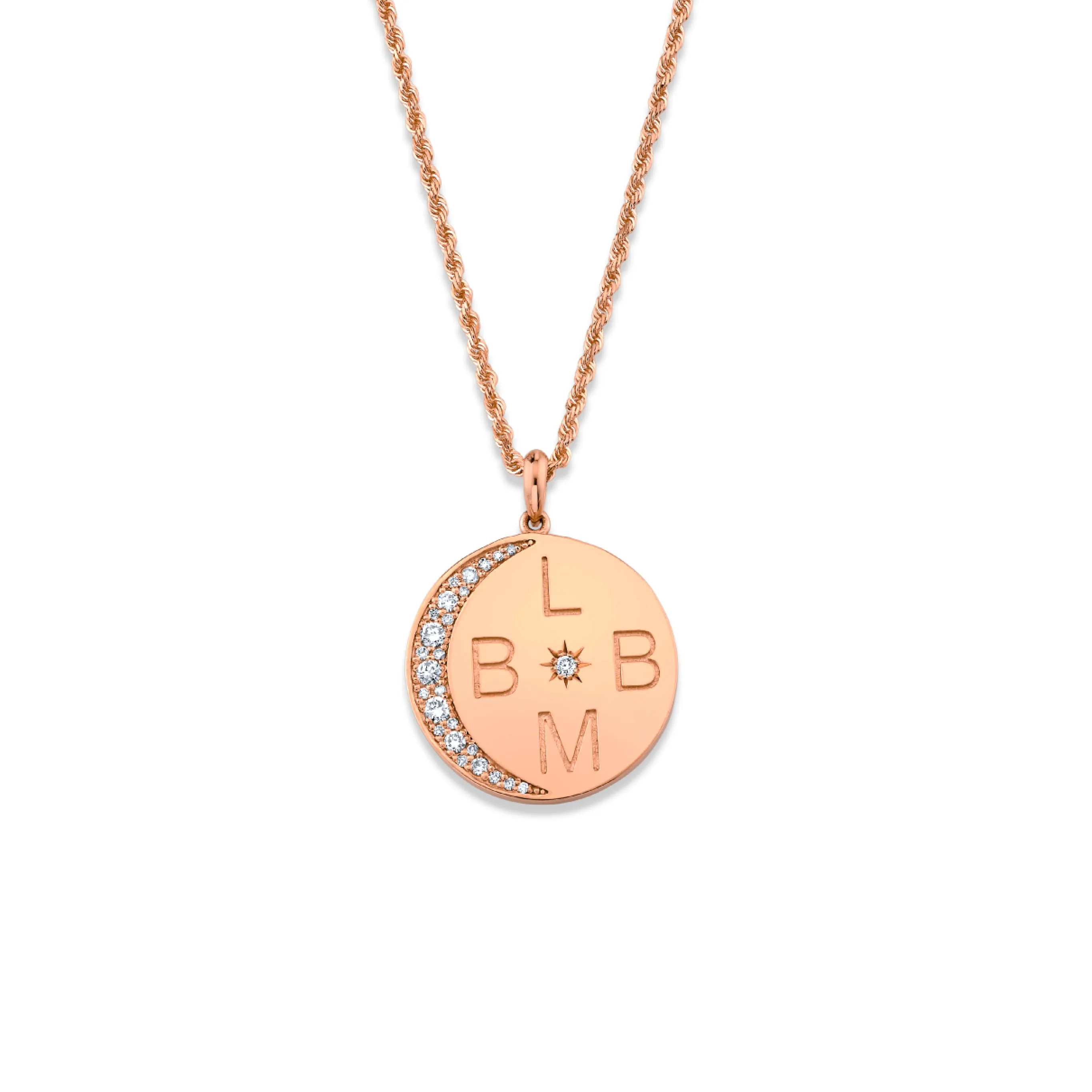 Classic 4 Initial "Love You To The Moon" Necklace with Star Set Diamond