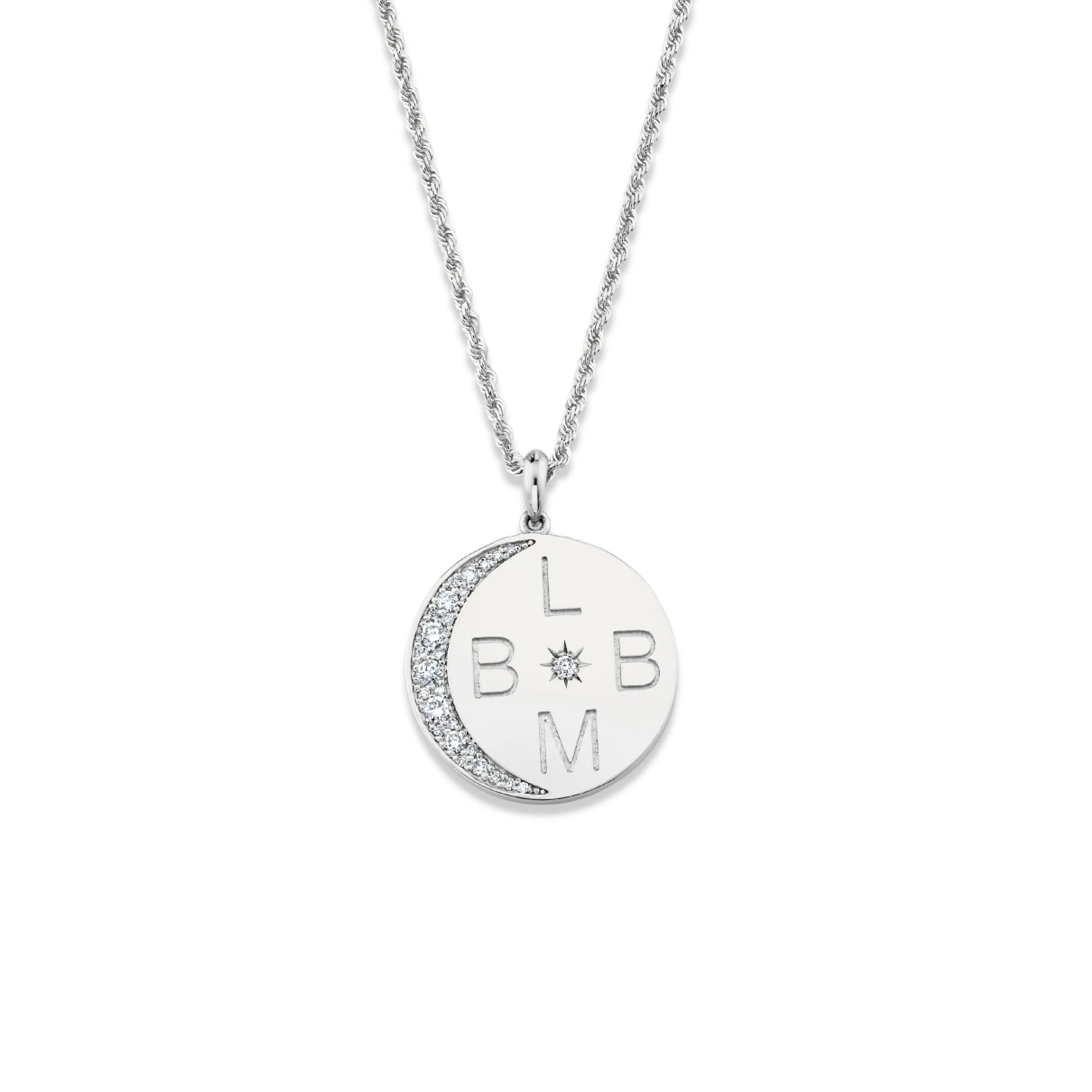 Classic 4 Initial "Love You To The Moon" Necklace with Star Set Diamond