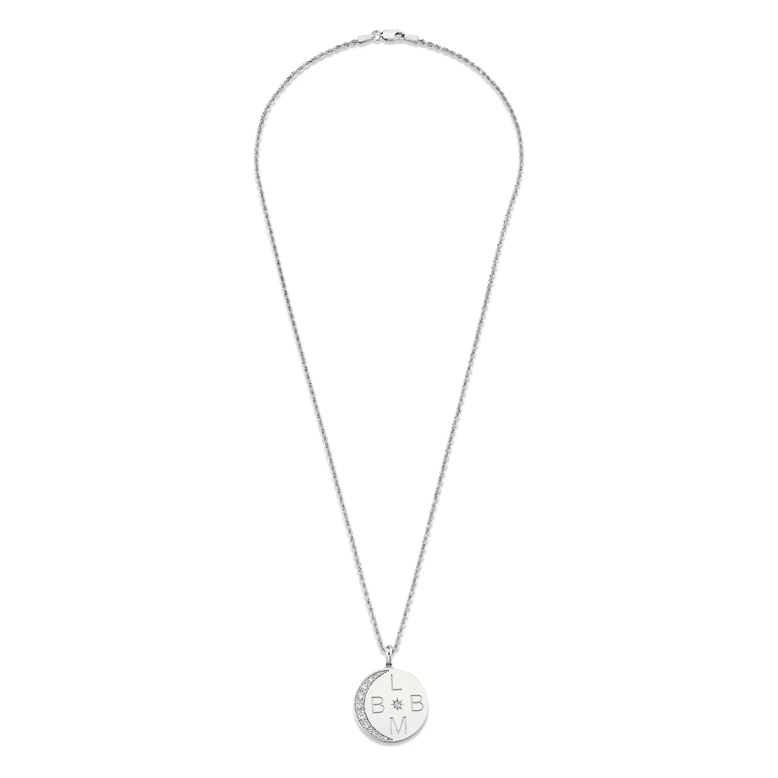 Classic 4 Initial "Love You To The Moon" Necklace with Star Set Diamond