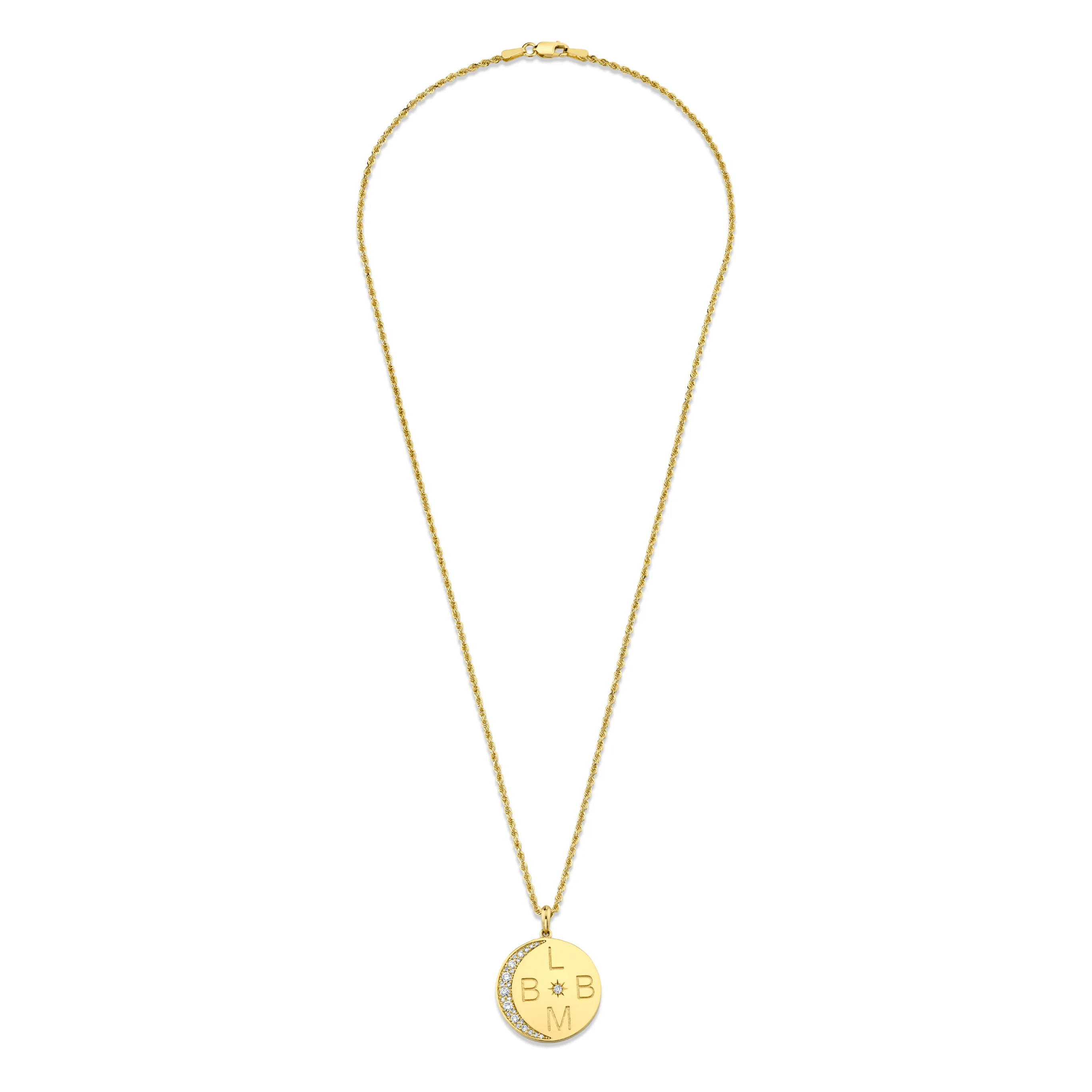 Classic 4 Initial "Love You To The Moon" Necklace with Star Set Diamond