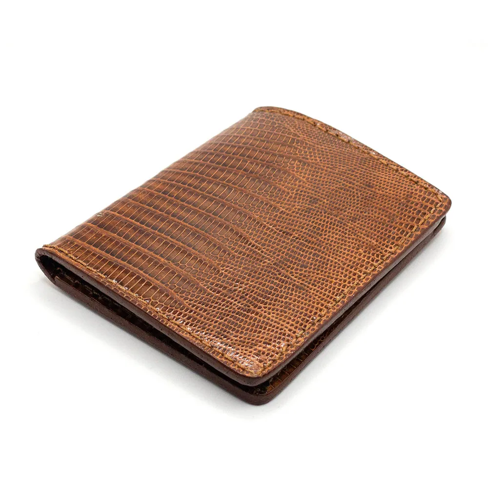 Cognac Lizard Minimalist Wallet