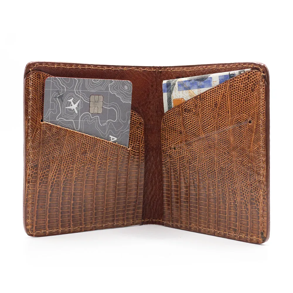 Cognac Lizard Minimalist Wallet