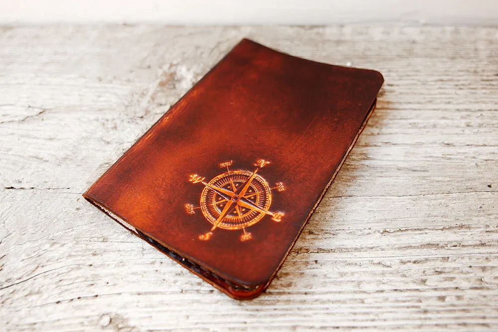 Compass Leather Passport Cover