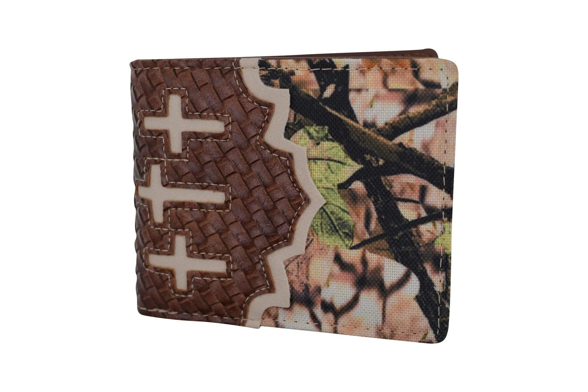 Cowboy Mens Wallet Western Bifold Style Cross Camo Brown W048-CAMO-BR (C)