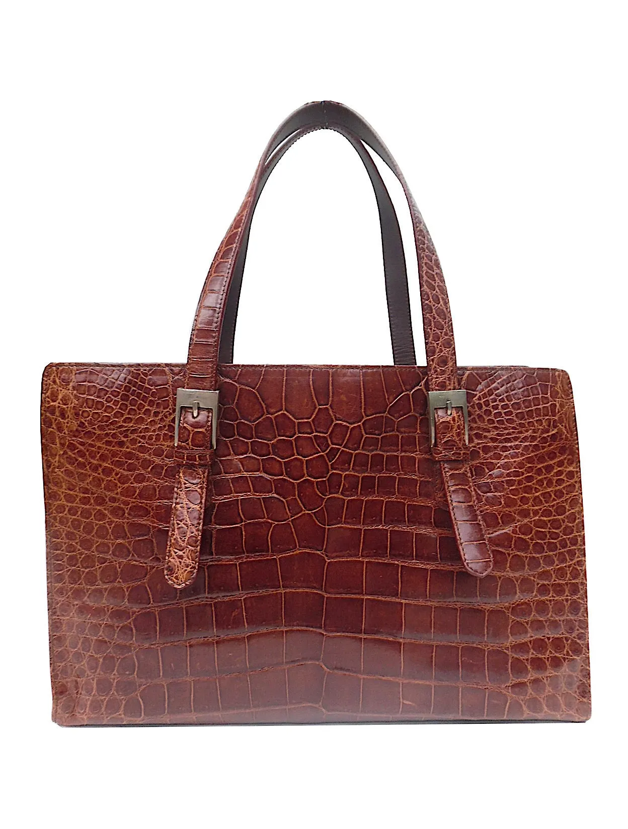 Crocodile Box Tote Chocolate