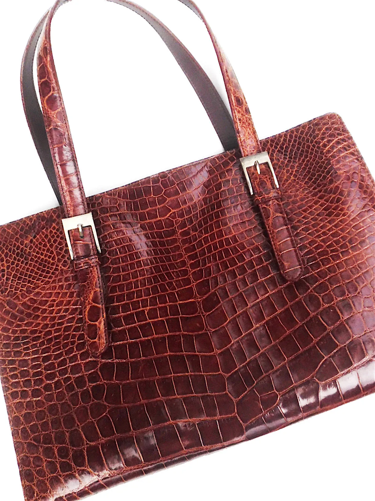 Crocodile Box Tote Chocolate