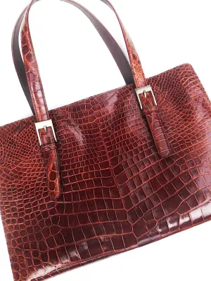 Crocodile Box Tote Chocolate