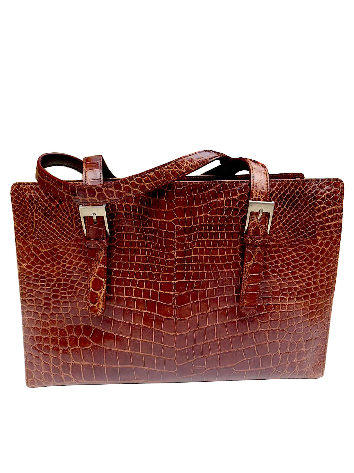 Crocodile Box Tote Chocolate