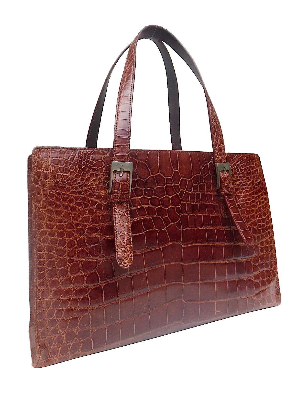 Crocodile Box Tote Chocolate