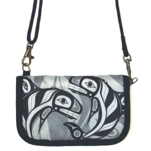 Crossbody Travel Wallet - Raven Fin Killer Whale by Darrel Amos