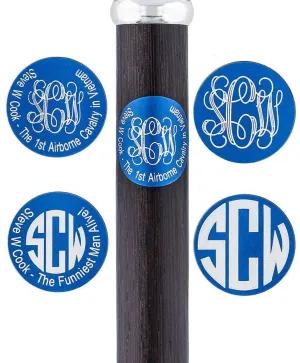 Custom Cane Engraving: Circle in Blue Anodized Aluminum