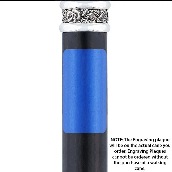 Custom Cane Engraving - Rectangle Blue Anodized Aluminum