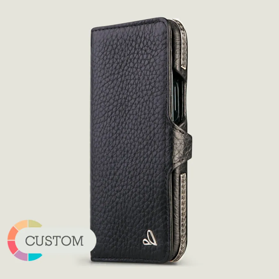 Customizable Silver Wallet iPhone 12 & 12 Pro Leather Case