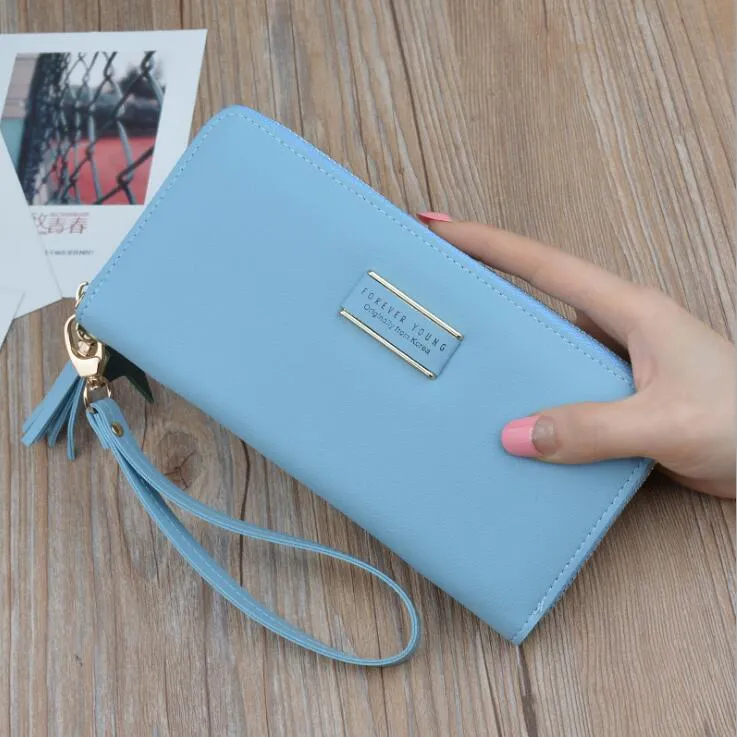 deanwangkt  BACK TO COLLEGE    Designer Brand Clutch Wallet Large Capacity Card Holder Money Bag Female Purse Ladies Tassel Wristband Carteira