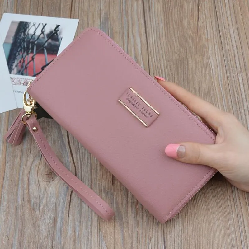 deanwangkt  BACK TO COLLEGE    Designer Brand Clutch Wallet Large Capacity Card Holder Money Bag Female Purse Ladies Tassel Wristband Carteira