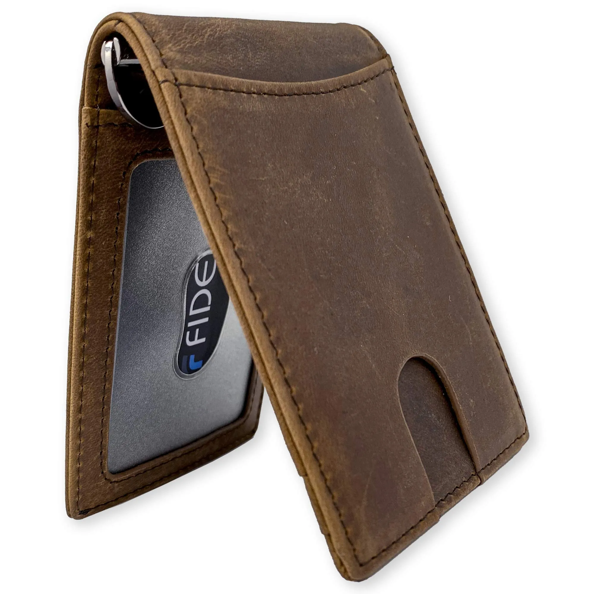 Fidelo Bifold Leather Minimalist Wallet  RFID Slim Wallet for Men with Money